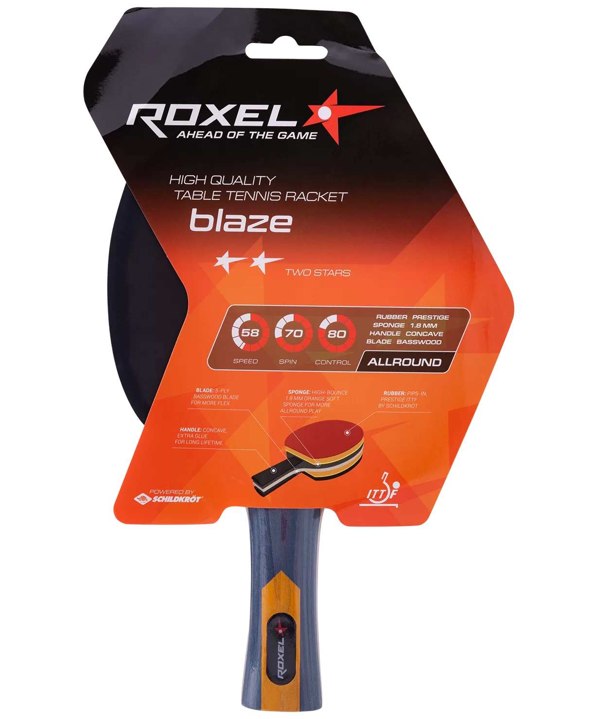 Реальное фото Ракетка для настольного тенниса Roxel 2* Blaze коническая УТ-00015356 от магазина СпортСЕ