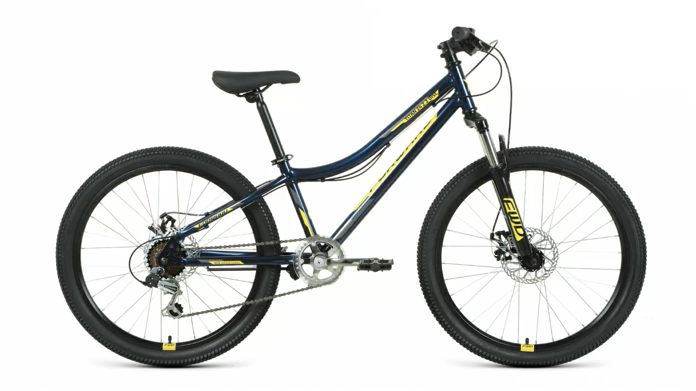 Реальное фото Велосипед Forward Titan 24 2.2 disc (2021) темно-синий/золотой  RBKW1J146006 от магазина СпортСЕ