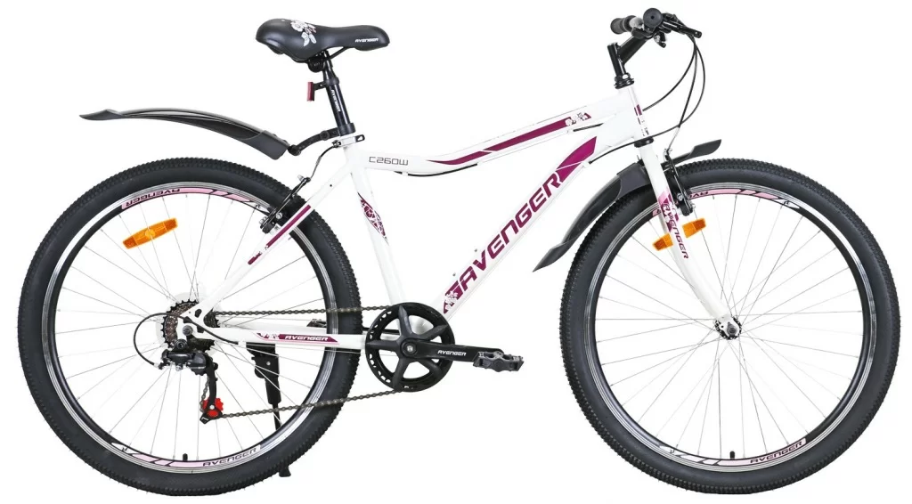 Реальное фото Велосипед 26" AVENGER C260W, белый/фиолетовый, 17,5" от магазина СпортСЕ