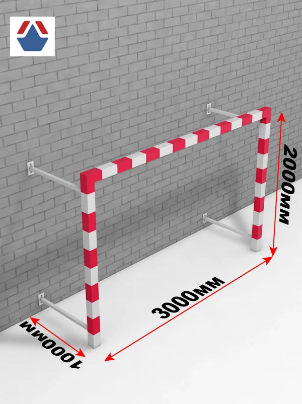 Реальное фото Ворота гандбол - минифутбол 3х2х1 сталь пристенные (КРАСНЫЙ) от магазина СпортСЕ
