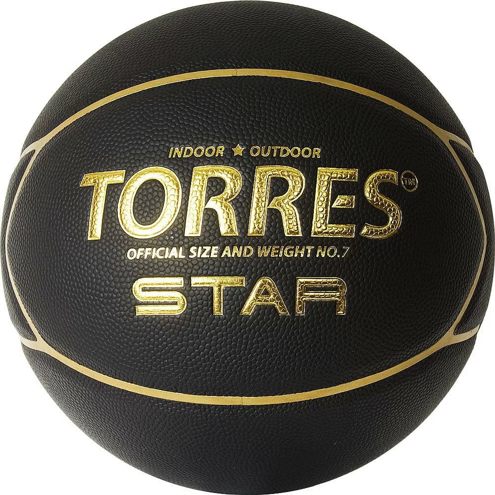 Реальное фото Мяч баскетбольный Torres Star №7 ПУ черно-золотой B32317 от магазина СпортСЕ