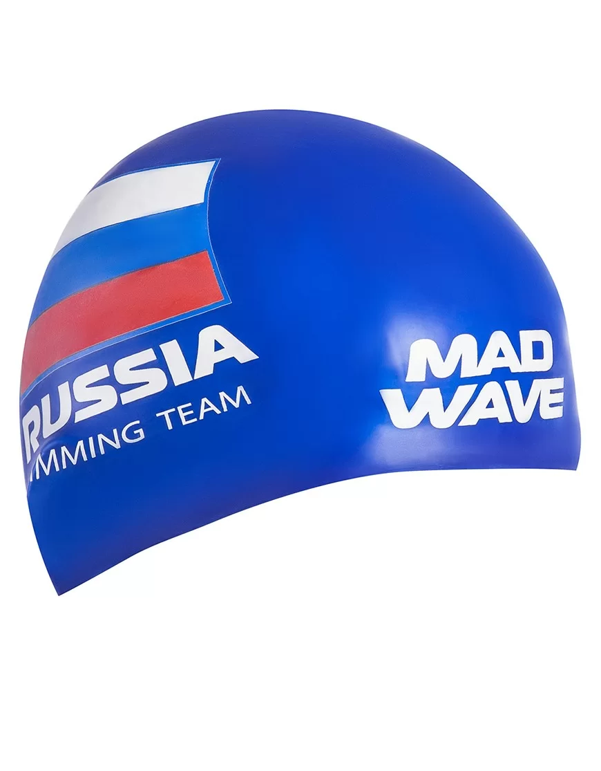 Реальное фото Шапочка для плавания Mad Wave Swimming Team blue M0558 18 0 04W от магазина СпортСЕ