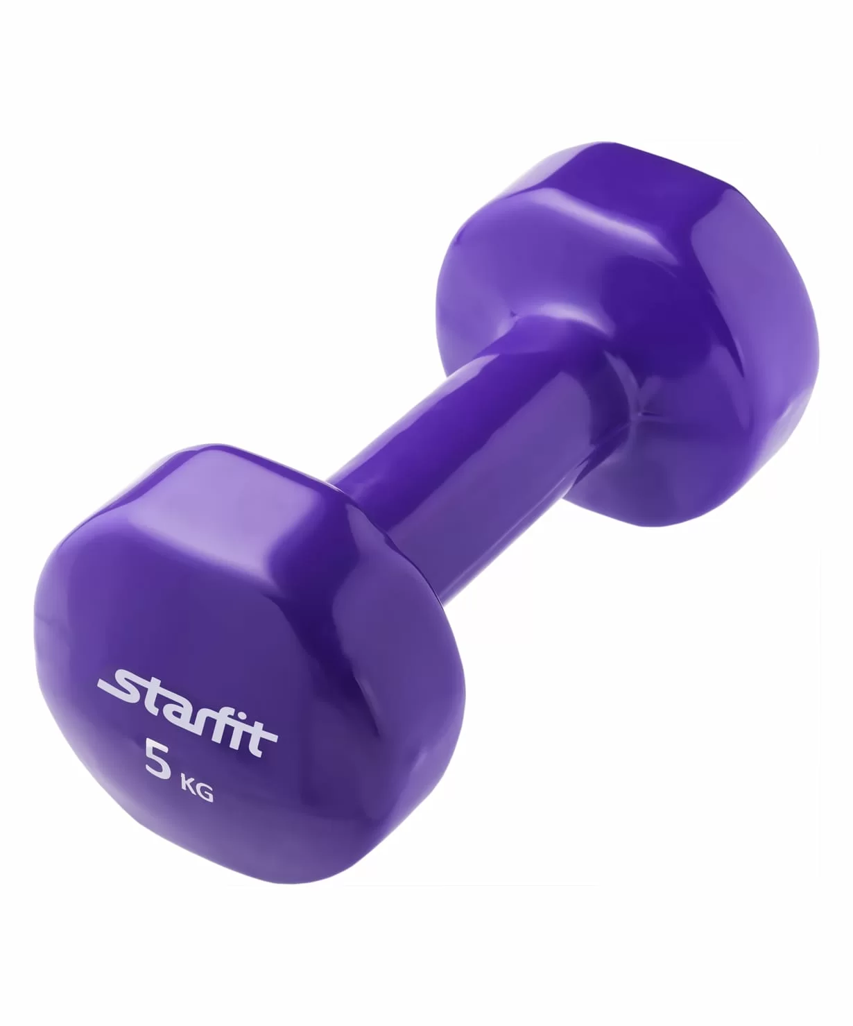 Реальное фото Гантель виниловая 5 кг StartFit DB-101 фиолетовая (1 шт) УТ-00007057 от магазина СпортСЕ