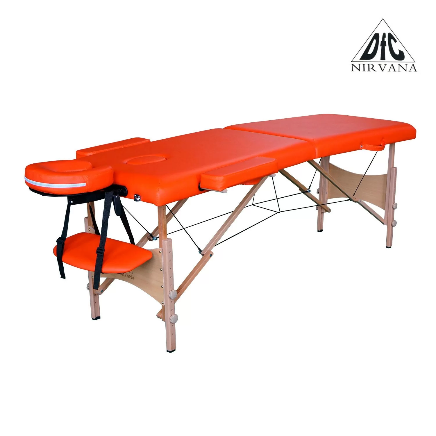 Реальное фото Массажный стол DFC NIRVANA, Optima, дерев. ножки, цвет оранжевый (Orange) от магазина СпортСЕ