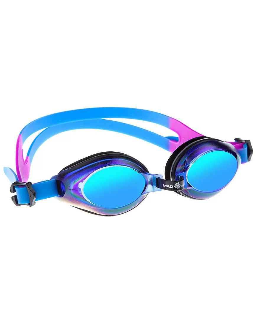 Реальное фото Очки для плавания Mad Wave Aqua Rainbow Junior blue M0415 05 0 04W от магазина СпортСЕ