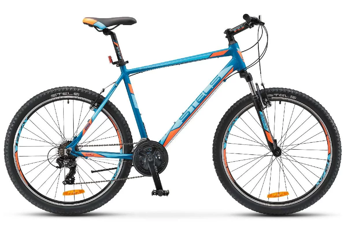 Реальное фото Велосипед Stels Navigator-610 V 27.5" черный/голубой/оранжевый от магазина СпортСЕ