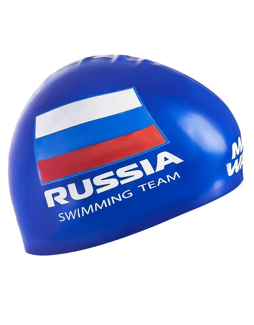 Реальное фото Шапочка для плавания Mad Wave Swimming Team blue M0558 18 0 04W от магазина СпортСЕ