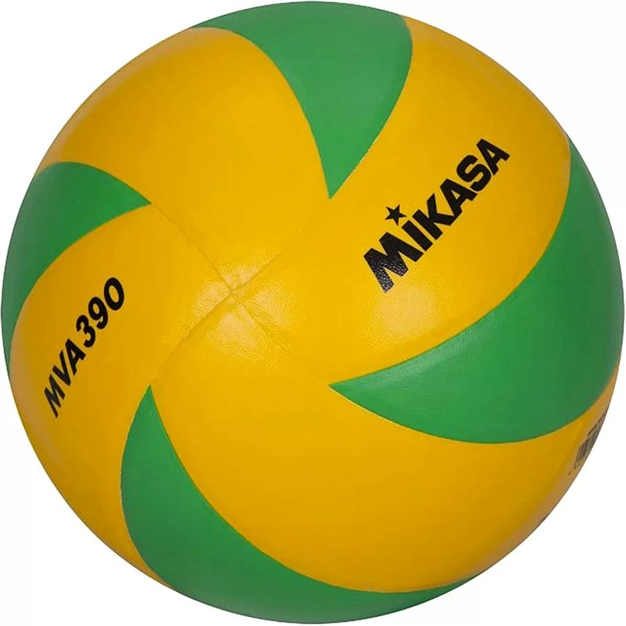 Реальное фото Мяч волейбольный Mikasa MVA390 CEV р 5 синт.кожа клееный зелено-желтый от магазина СпортСЕ