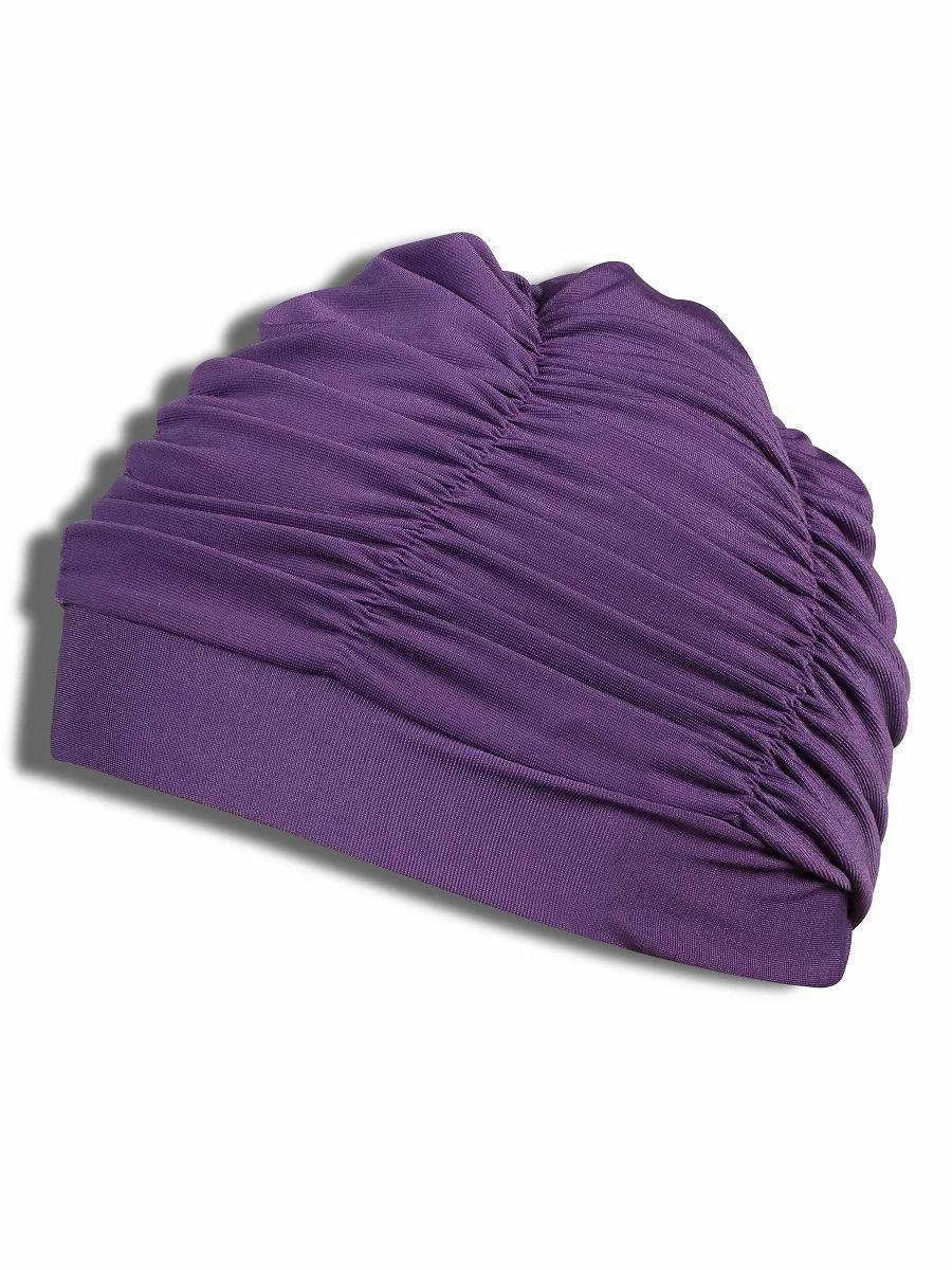 Реальное фото Шапочка для плавания Lucra SM ткань женская с драпировкой фиолетовая SM-092 от магазина СпортСЕ