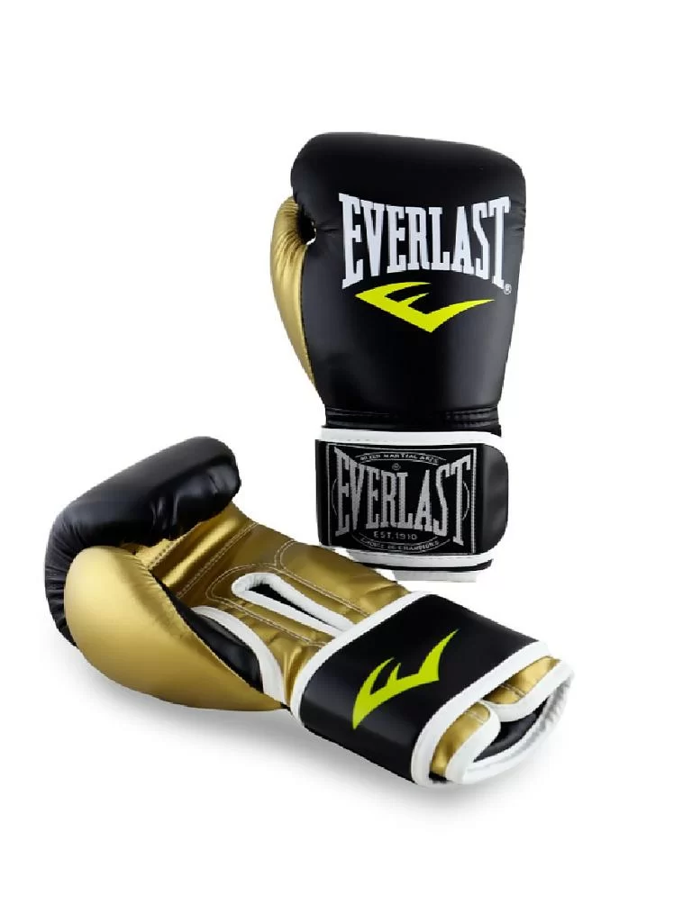 Реальное фото Перчатки боксерские Everlast кож/зам черно-золотой от магазина СпортСЕ