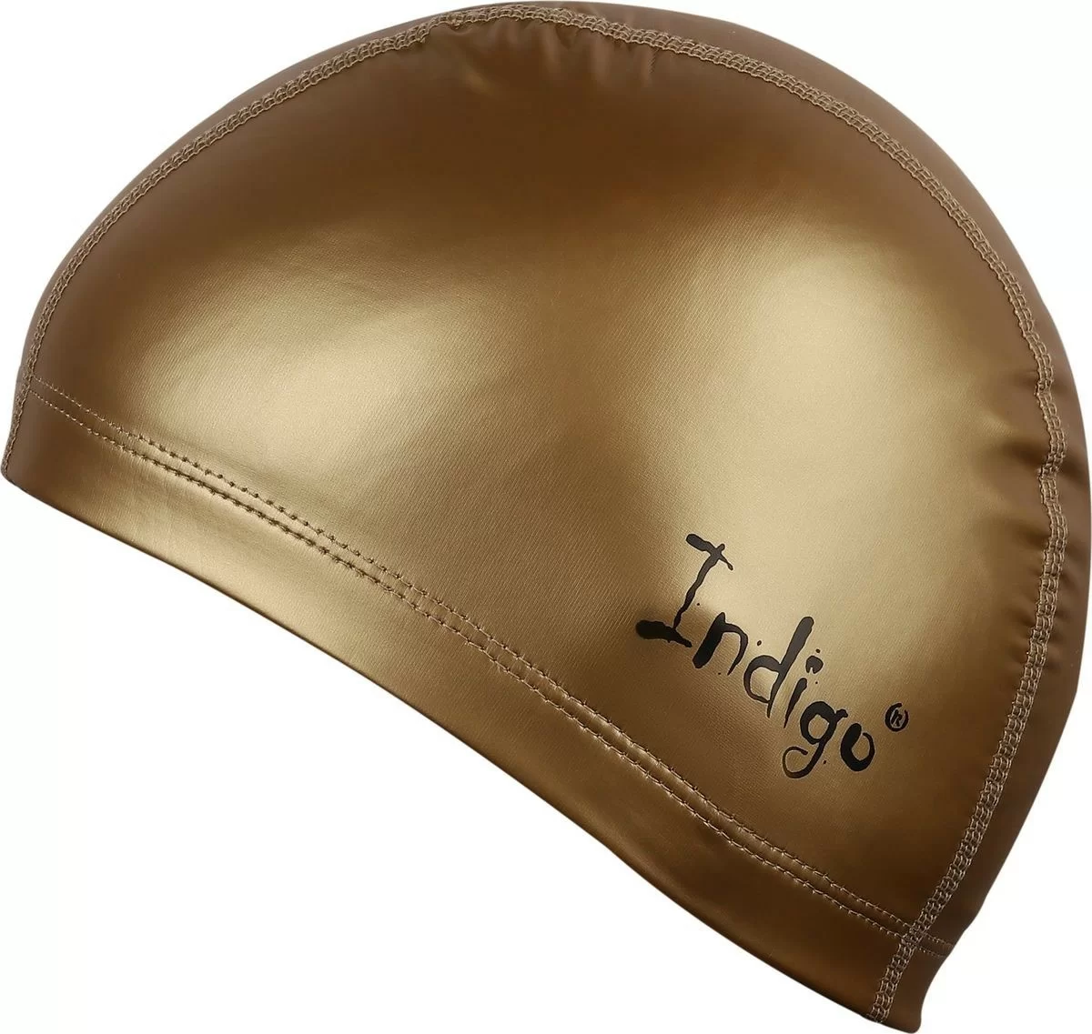 Реальное фото Шапочка для плавания Indigo ткань прорезиненная с PU пропиткой золото IN048 от магазина СпортСЕ