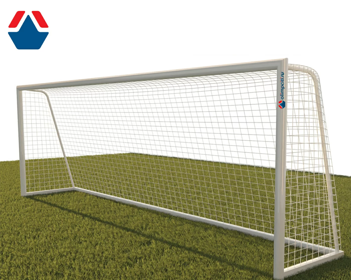 Реальное фото Ворота футбольные 7,32х2,44 м алюминиевый профиль 100х120 свободностоящие от магазина СпортСЕ