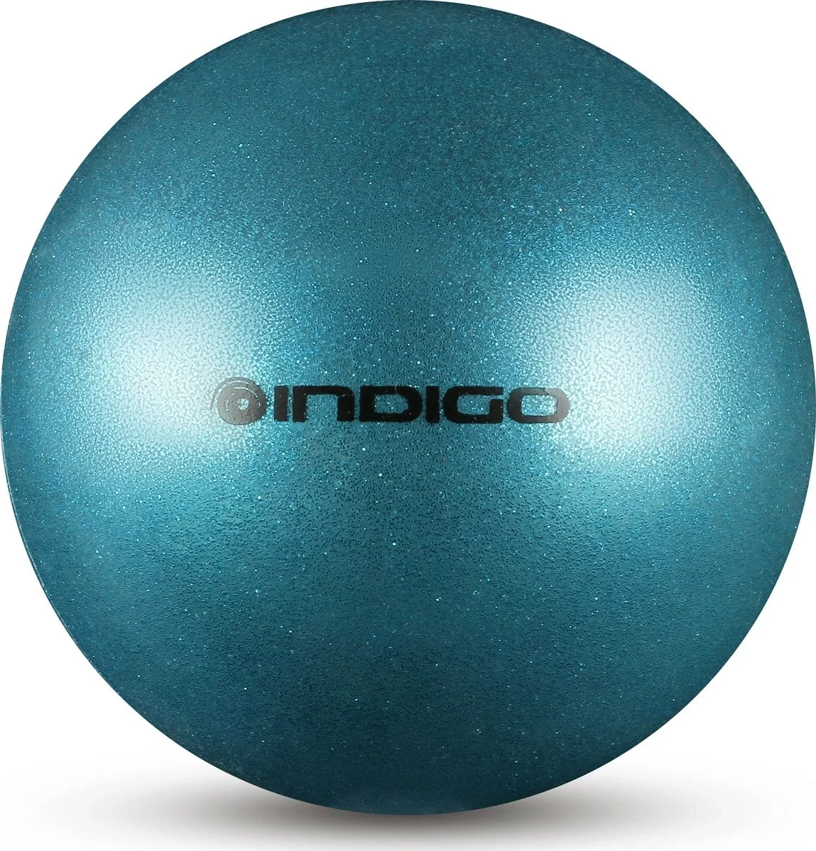 Реальное фото Мяч для художественной гимнастики 15 см 300 г Indigo металлик голубой с блестками IN119 от магазина СпортСЕ