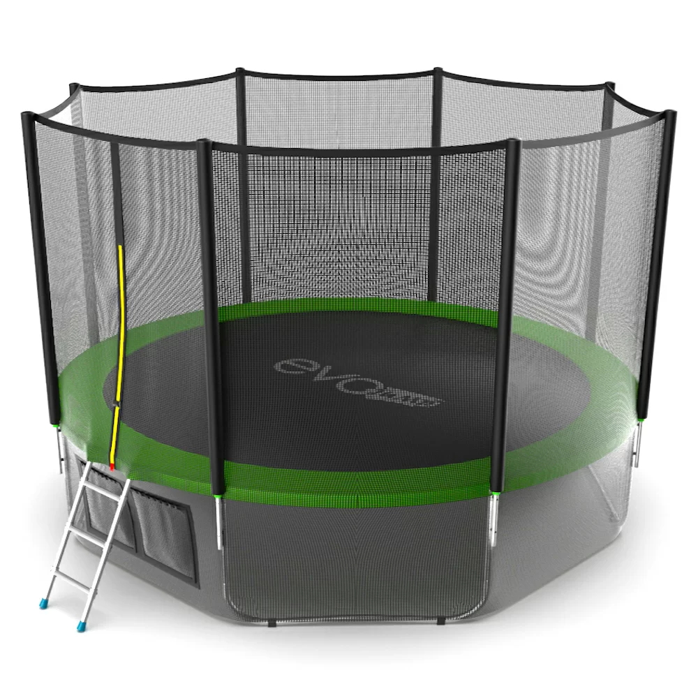 Реальное фото EVO JUMP External 12ft (Green) + Lower net. Батут с внешней сеткой и лестницей, диаметр 12ft (зеленый) + нижняя сеть от магазина СпортСЕ