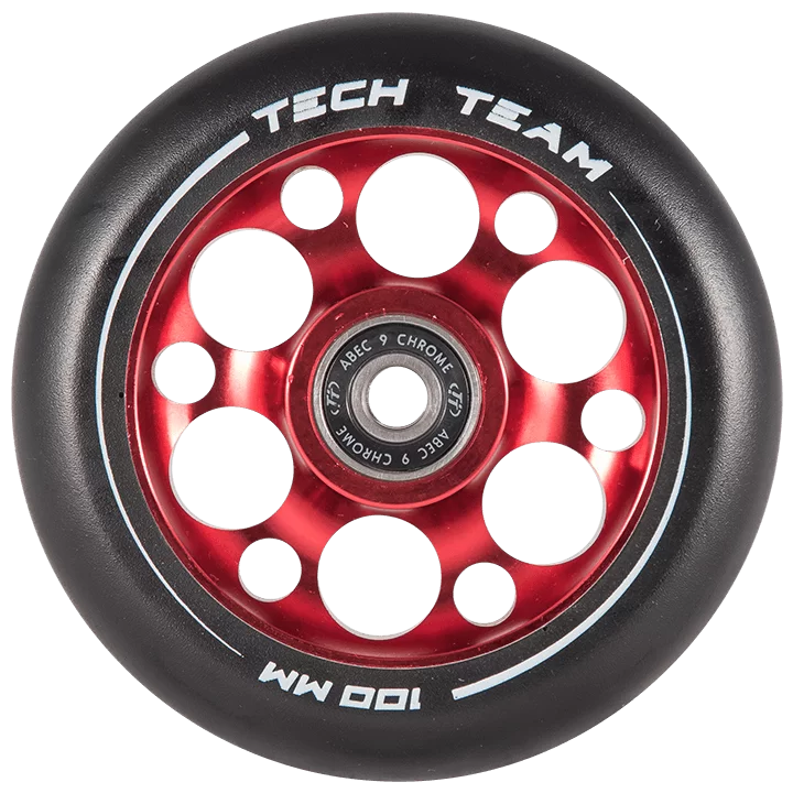 Реальное фото Колесо для самоката TechTeam X-Treme 100*24 мм Форма Drilled red от магазина СпортСЕ