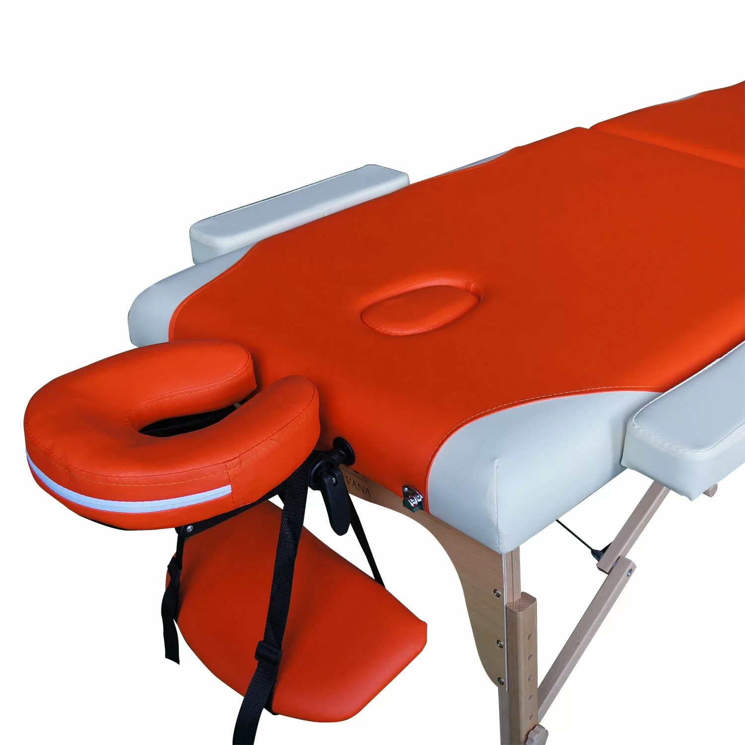 Реальное фото Массажный стол DFC NIRVANA, Relax, дерев. ножки, цвет оранж.крем. от магазина СпортСЕ
