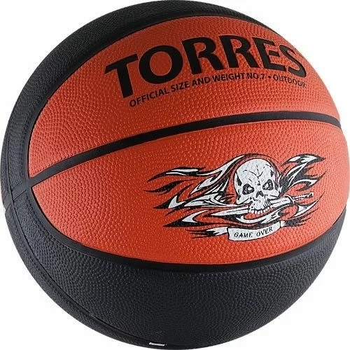 Реальное фото Мяч баскетбольный Torres Game Over №7 резина серо-красный B00117 от магазина СпортСЕ