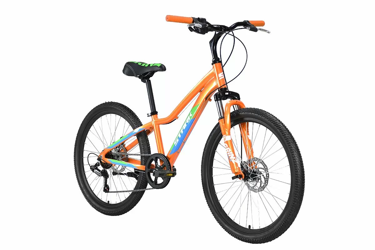 Реальное фото Велосипед Stark Rocket 24.1 D(2023)  оранжевый/зеленый/белый от магазина СпортСЕ