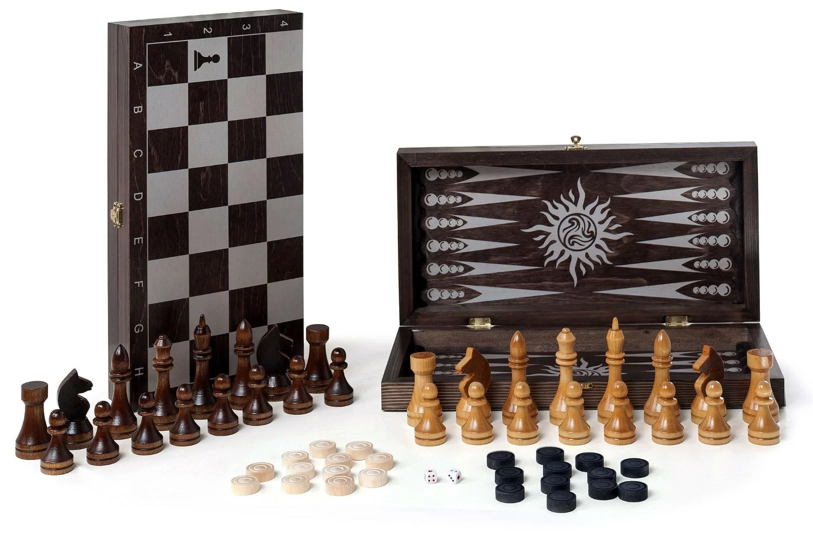 Реальное фото Набор игр (3в1) 40*40см (шашки, шахматы, нарды) деревянный венге 297-18 от магазина СпортСЕ