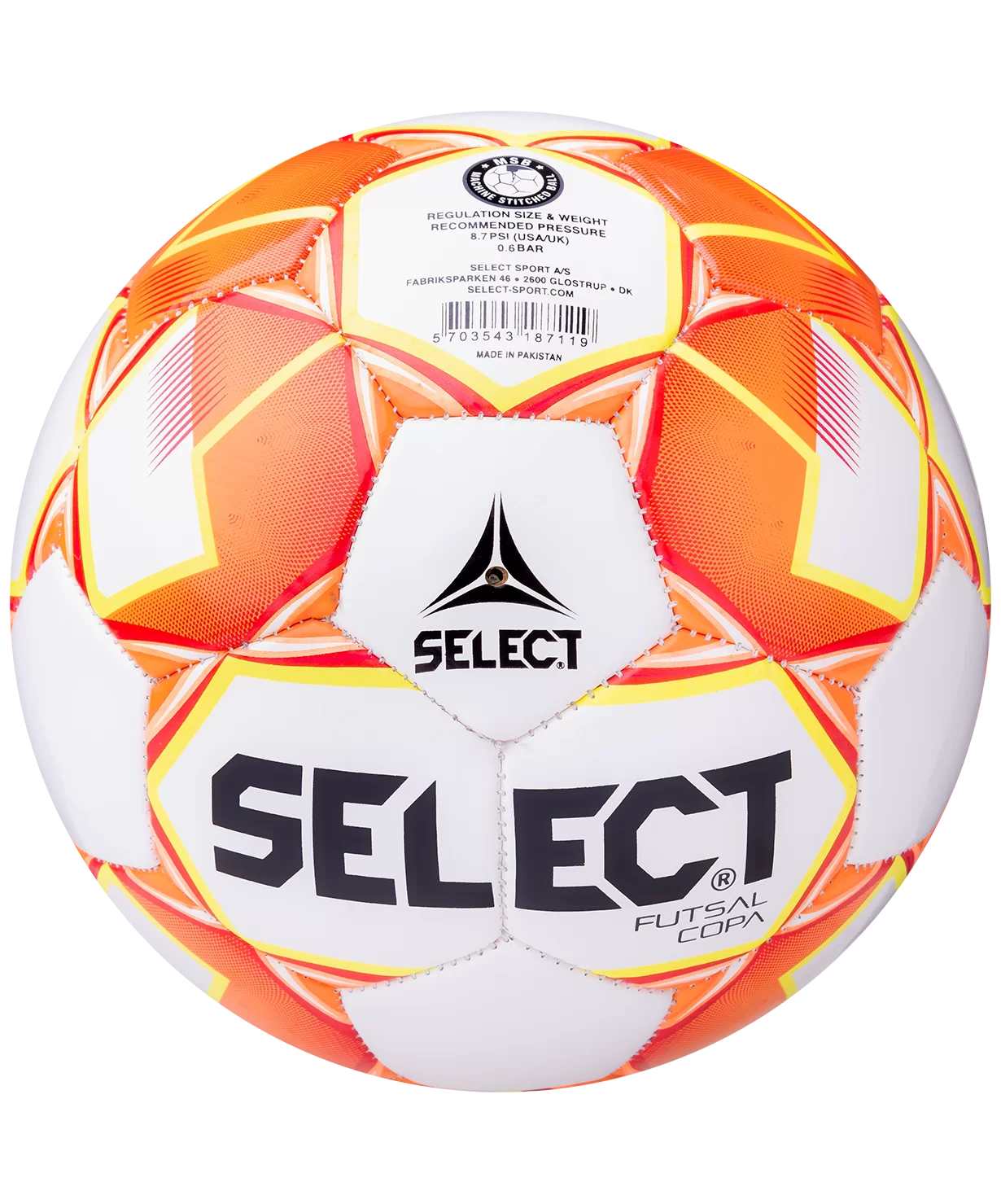 Реальное фото Мяч футзальный Select Futsal Copa №4 белый/оранжевый/желтый 850318 от магазина СпортСЕ