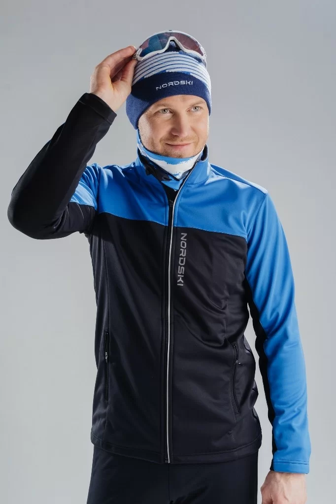 Реальное фото Куртка разминочная Nordski Active Blue/Black NSM483710 от магазина СпортСЕ
