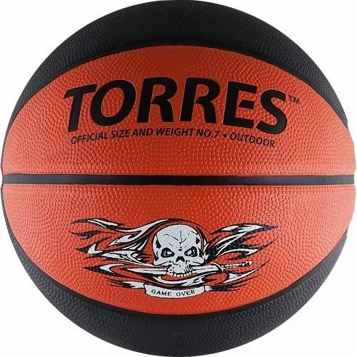 Реальное фото Мяч баскетбольный Torres Game Over №7 резина серо-красный B00117 от магазина СпортСЕ