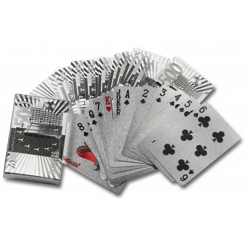 Реальное фото Карты игральные пластик подарочные 54 листа серебро 2 -JSD от магазина СпортСЕ