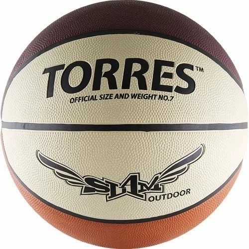 Реальное фото Мяч баскетбольный Torres Slam  №7 резина бежево-бордово-оранж B00067 от магазина СпортСЕ