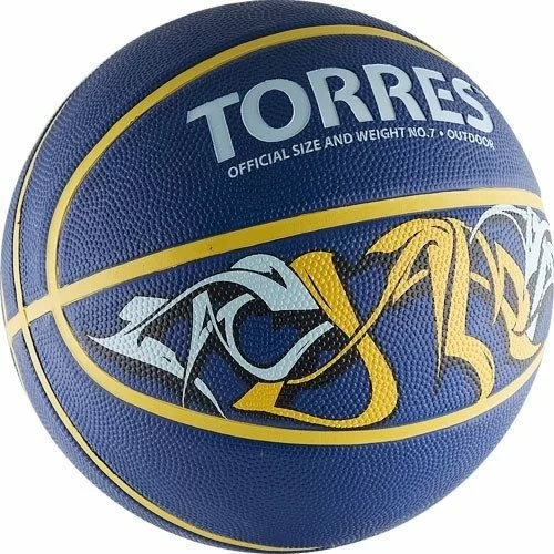 Реальное фото Мяч баскетбольный Torres Jam №7 резина син-желт-голубой B02047 от магазина СпортСЕ