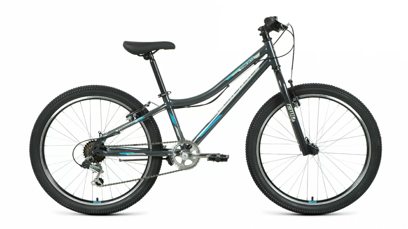 Реальное фото Велосипед Forward Titan 24 1.2 (2021) темно-серый/бирюзовый от магазина СпортСЕ