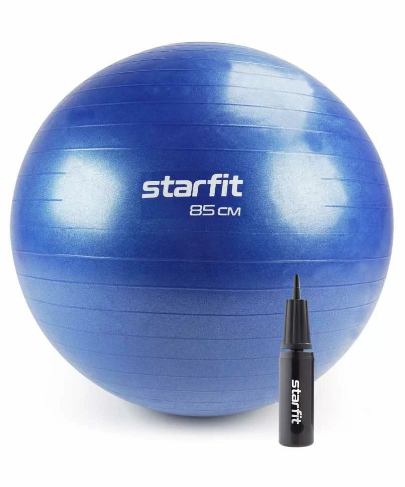 Реальное фото Фитбол 85 см StarFit GB-109 1500 гр антивзрыв с ручным насосом темно-синий УТ-00020234 от магазина СпортСЕ