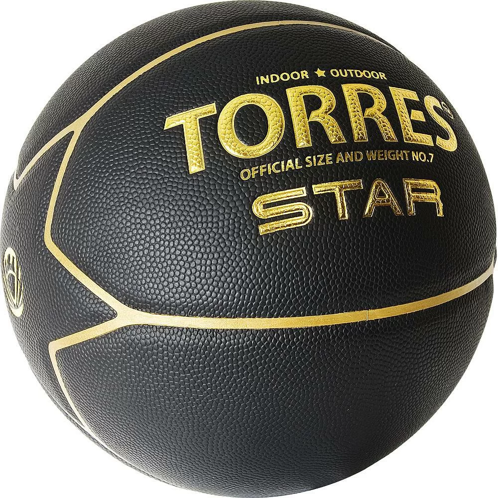 Реальное фото Мяч баскетбольный Torres Star №7 ПУ черно-золотой B32317 от магазина СпортСЕ