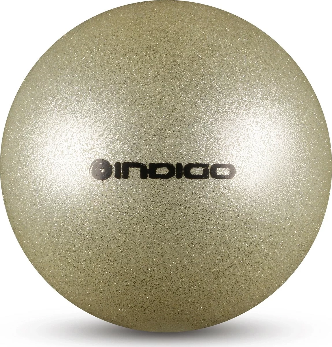 Реальное фото Мяч для художественной гимнастики 15 см 300 г Indigo металлик серебро с блестками IN119 от магазина СпортСЕ