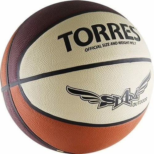 Реальное фото Мяч баскетбольный Torres Slam  №7 резина бежево-бордово-оранж B00067 от магазина СпортСЕ