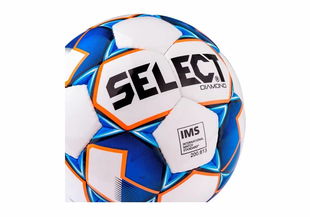 Реальное фото Мяч футбольный Select Diamond №5 IMS белый/синий/оранжевый 810015 от магазина СпортСЕ