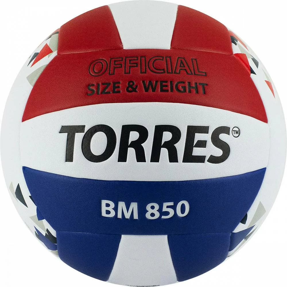 Реальное фото Мяч волейбольный Torres BM850 р.5 синт. кожа клееный  бел-син-крас V32025 от магазина СпортСЕ