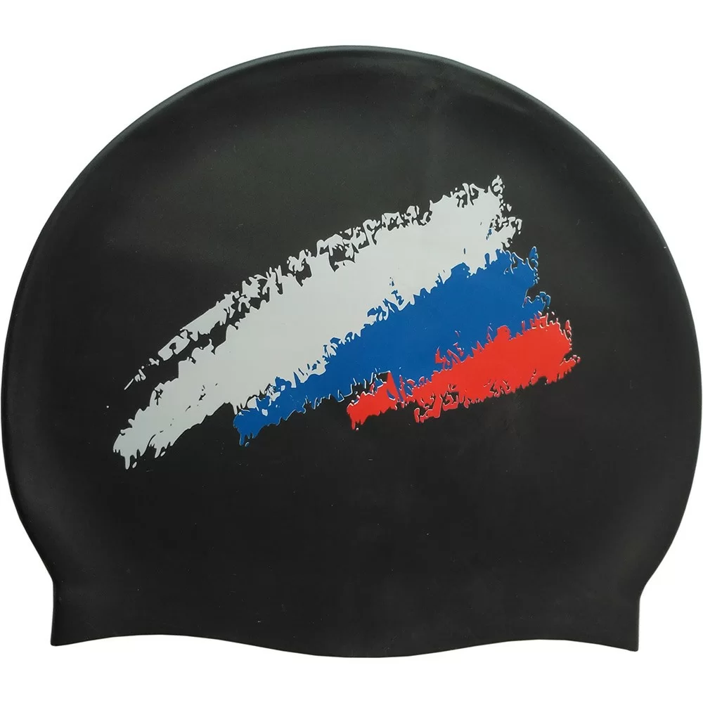 Реальное фото Шапочка для плавания CPT-007C-1 Sr черная с принтом РФ флаг CPT-007C-1 от магазина СпортСЕ