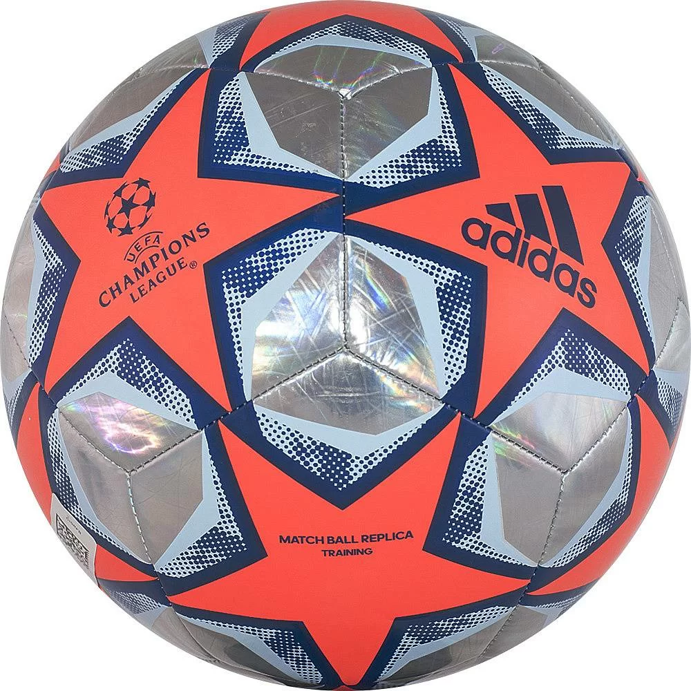 Реальное фото Мяч футбольный Adidas Finale 20 Training Foil р.5, ТПУ, маш.сш., оранж-сереб-син  FS0261 от магазина СпортСЕ