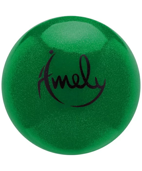 Реальное фото Мяч для художественной гимнастики 15 см Amely AGB-203 с насыщенными блестками зеленый 18195 от магазина СпортСЕ