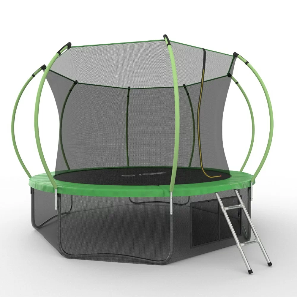 Реальное фото EVO JUMP Internal 12ft (Green) + Lower net. Батут с внутренней сеткой и лестницей, диаметр 12ft (зеленый) + нижняя сеть от магазина СпортСЕ