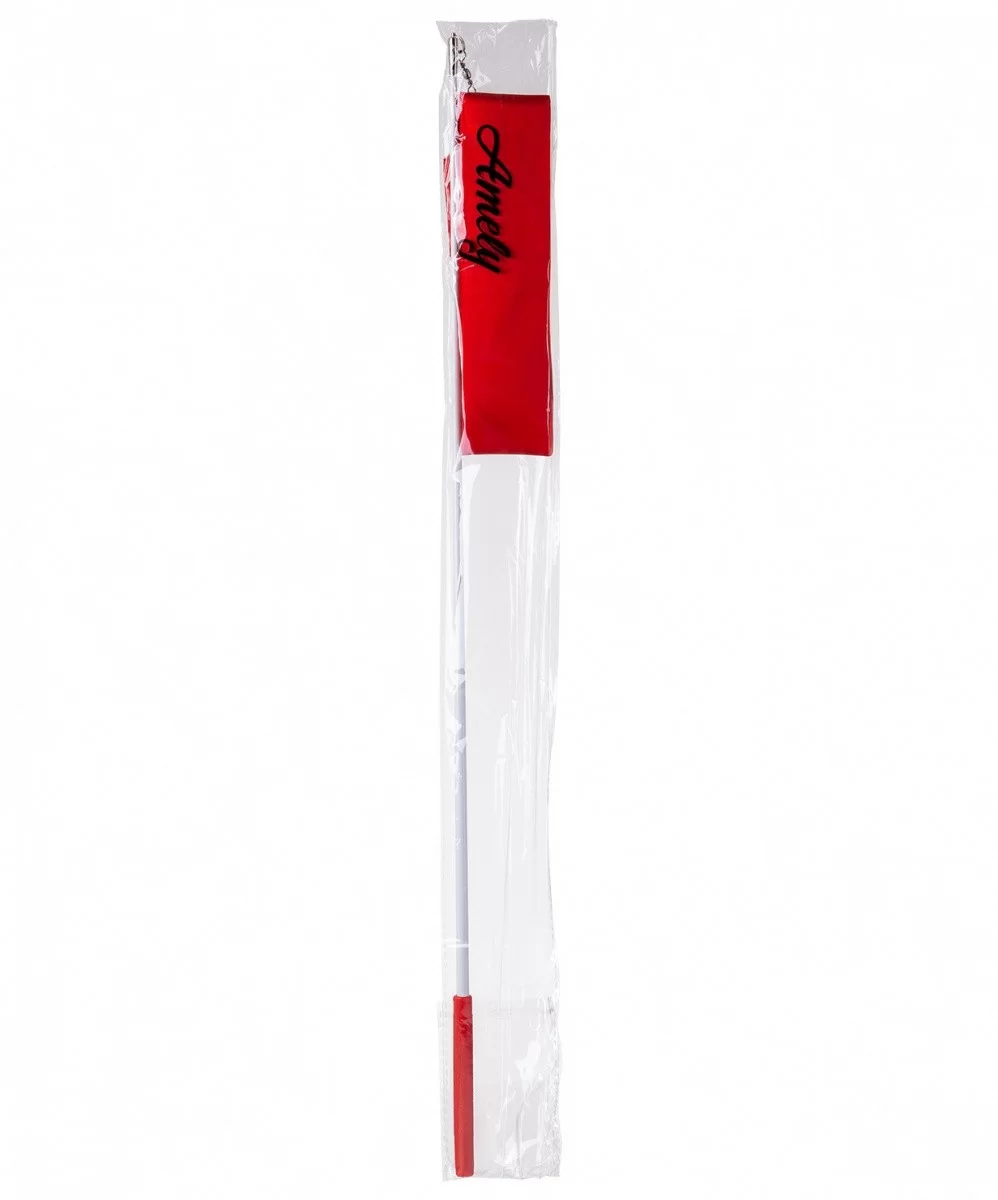 Реальное фото Лента гимн. с палочкой для худ.гимнаст. 4м Amely красная AGR-201 от магазина СпортСЕ