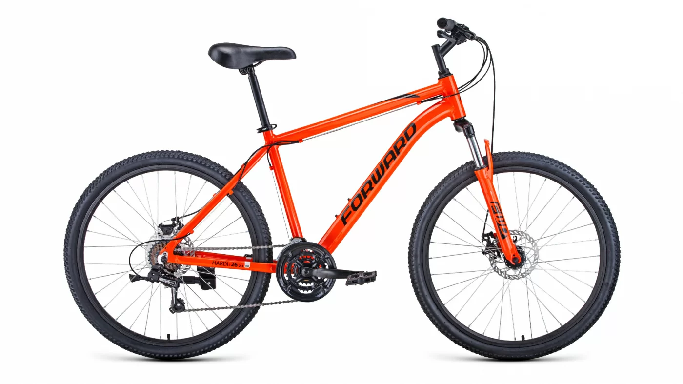 Реальное фото Велосипед Forward Hardi 26 2.1 disc (2021) оранжевый/черный RBKW1M66Q019 от магазина СпортСЕ