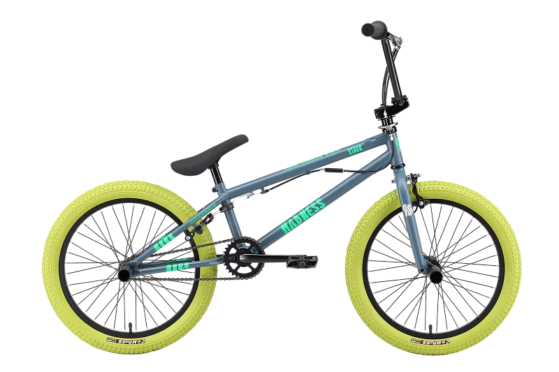 Реальное фото Велосипед Stark Madness BMX 2 (2025) темно-серый матовый/зеленый неон/зеленый от магазина СпортСЕ