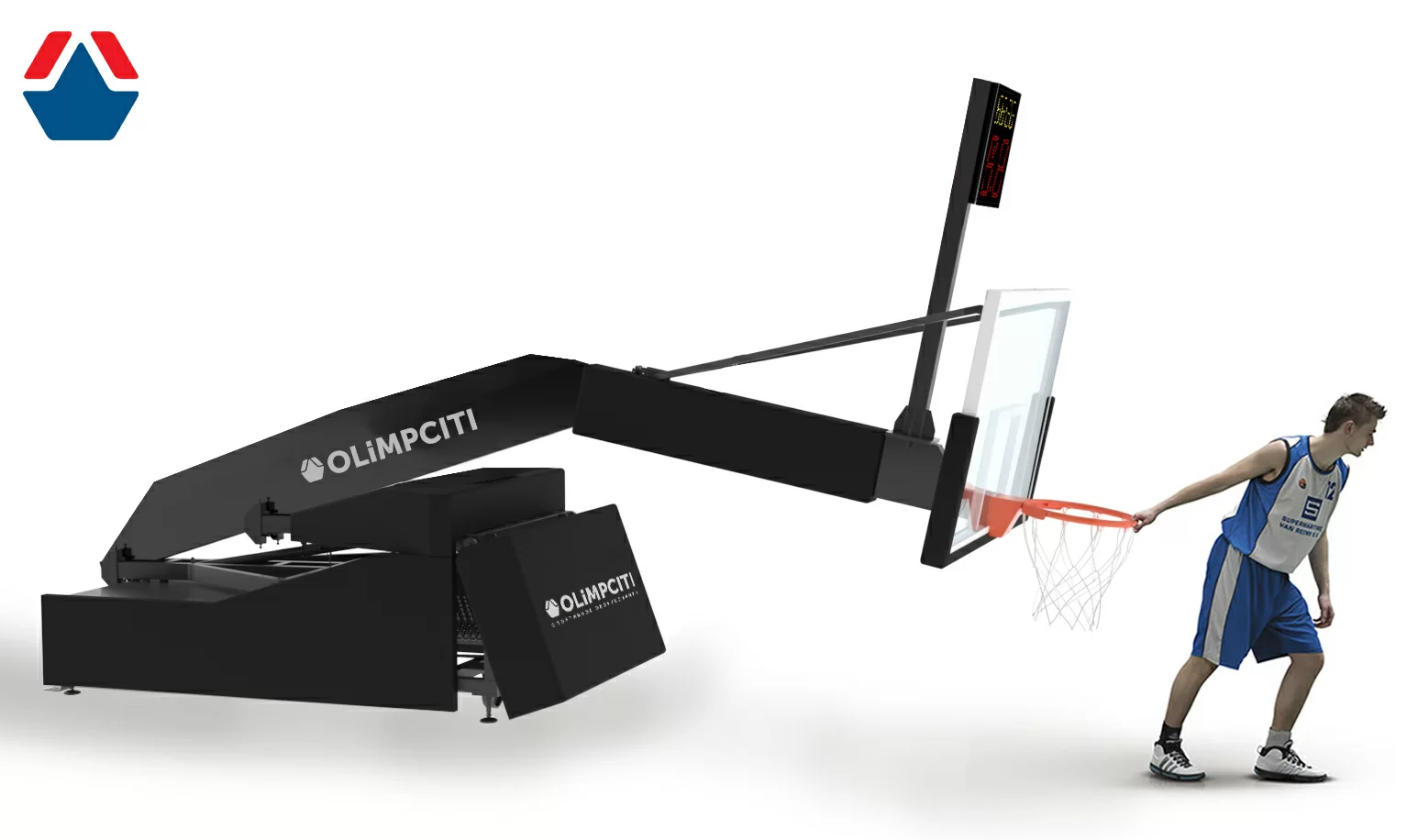 Реальное фото Стойка баскетбольная мобильная складная PRO, вынос 3250 с одностороннем табло атаки от магазина СпортСЕ