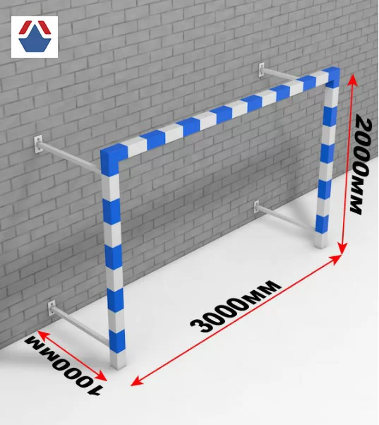 Реальное фото Ворота гандбол - минифутбол 3х2х1 сталь пристенные (СИНИЙ) от магазина СпортСЕ