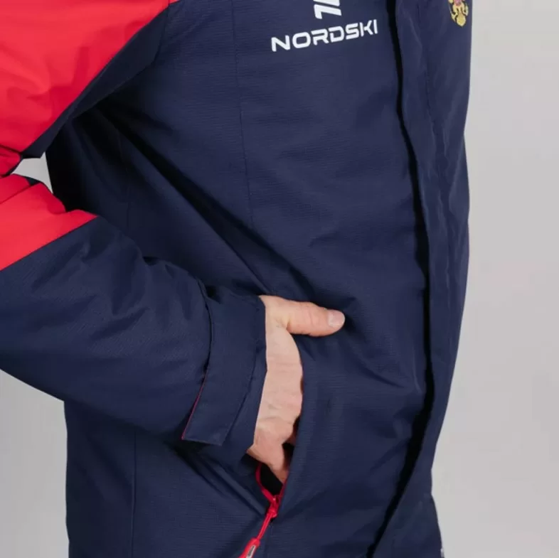 Реальное фото Куртка утепленная Nordski Mount Dark Blue/Red NSM434710 от магазина СпортСЕ