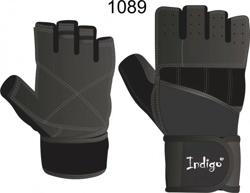 Реальное фото Перчатки Indigo с широким напульсником черные SB-16-1089 от магазина СпортСЕ
