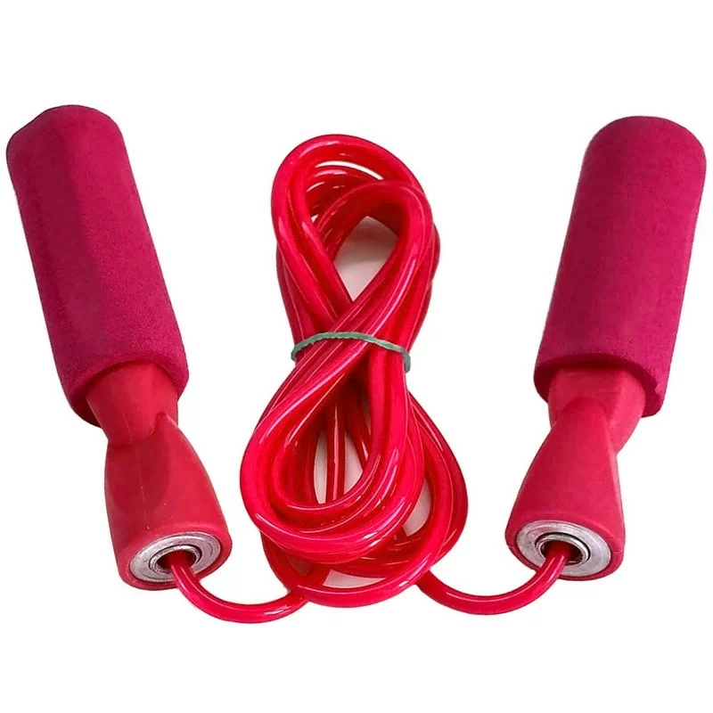 Реальное фото Скакалка 2.8 м с подшипником R18103-2 ПВХ розовые ручки, красный шнур 10014646 от магазина СпортСЕ