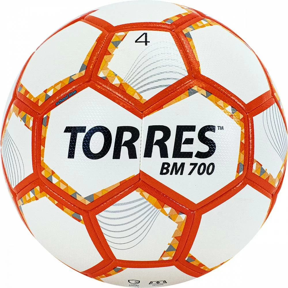 Реальное фото Мяч футбольный Torres BM 700 р.4 32 п PU гибрид. сшив. беж-оранж-сер F320654 от магазина СпортСЕ
