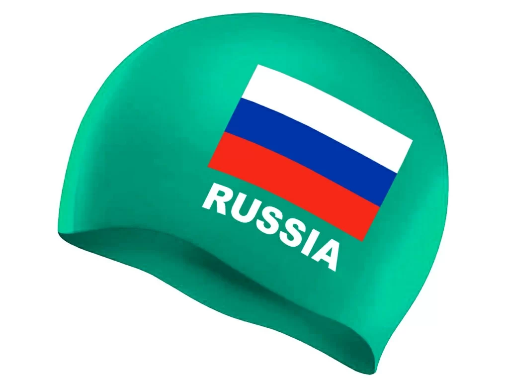 Реальное фото Шапочка для плавания Sprinter с изобр.флага России (зеленый) 06330 от магазина СпортСЕ